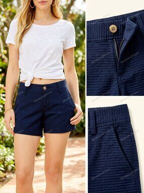 Lilly Pulitzer Callahan Shorts True Navy Open Box New 5” Inseam Resort Ponte NWT